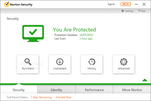 Showing the Security panel in Norton Security 2015 Beta